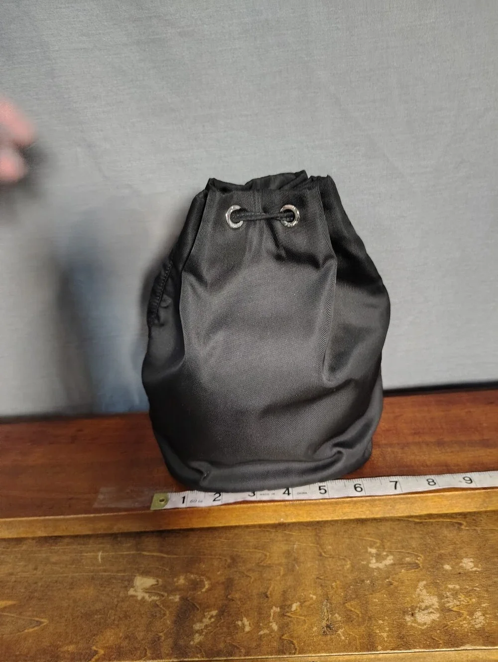 Prada Black Nylon Drawstring Bucket Bag